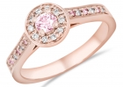 Halo pink diamond ring for ladies
