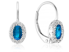 Boucles d'oreilles topaze bleu et diamants sur anneau