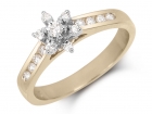 Classic flower ring on modern diamond mounting for ladies 