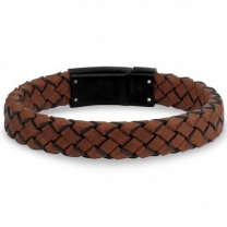Personalised leather bracelet The Brown Marine - Steel