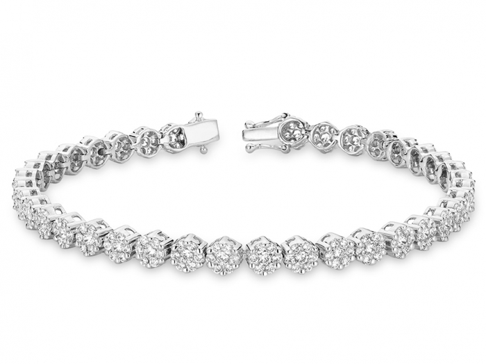 Bracelet CROIX Diamants 0,15 Cts Or Blanc STELLA BIJOUX | MATY