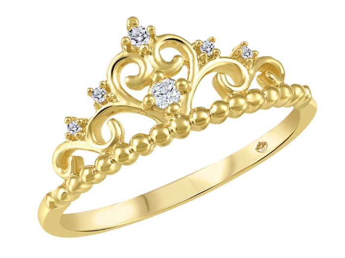 Bague WInema couronne serti d'un diamant canadien en or jaune 10k