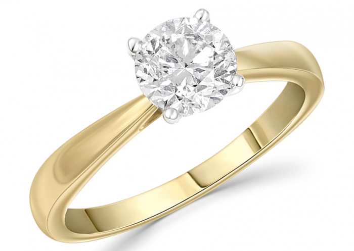 Purchic 18K Gold 2-Tone .92CT Diamond Solitaire Reverse Tapered Engagement  Ring For Women - Bijouter