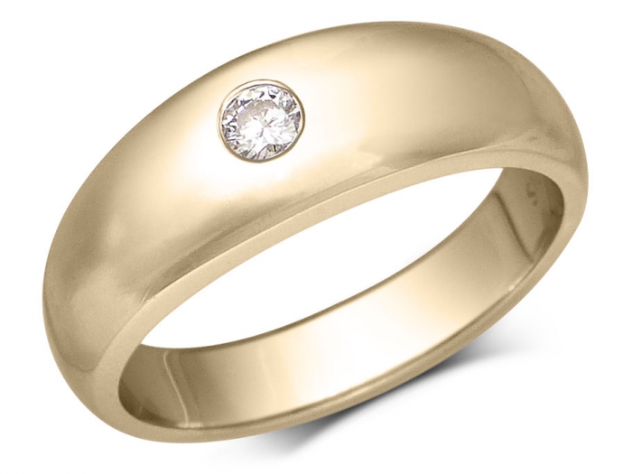 Lumen 10K Yellow Gold Flush-Set Diamond Solitaire Wedding Ring For
