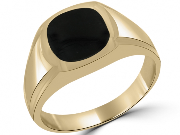 9ct White Gold Gents Black Onyx Ring