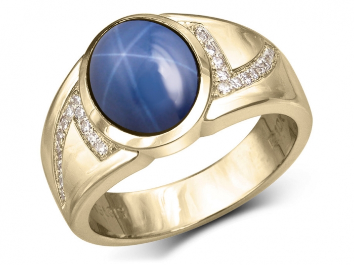 OVAL STAR SAPPHIRE RING WITH 0.12CT DIAMOND ACCENTS | Lester Martin |  Dresher, PA