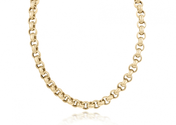 10K Yellow Gold 7.5 MM Rolo Chain Necklace For Women - Bijouterie