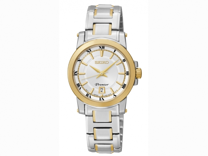 Seiko Premier 2-tone date roman numeral watch for ladies