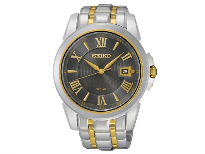Seiko Solar 2-tone classic Roman numeral watch for men
