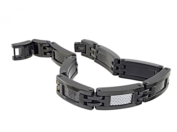Bracelet magnétique pour homme en fibre de carbone avec acier