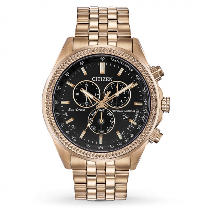Brycen Citizen Eco-Drive Stainless Steel Rose Gold and Perpetual Calendar  Watch for Men