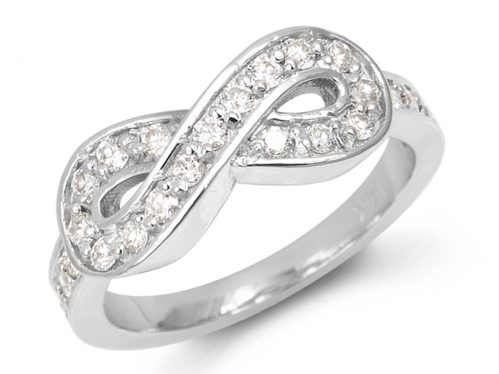 Infinity Design Ring 1.3ct Round Cut Simulated Diamond 14k White Gold  Plated | eBay