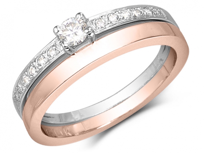Achat Bague multi-anneaux en or rose, or blanc et diamant