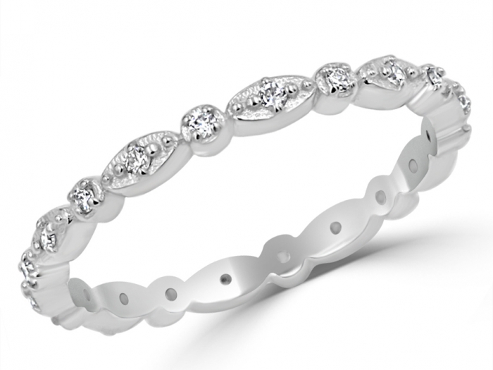 New! Bezel Set Marquise Diamond Eternity Band in 14k White Gold | Donna  Jewelry Co