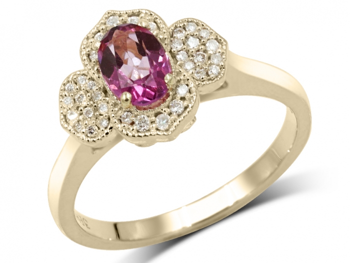 Contemporary 3.88 CTW Pink Topaz Diamond Platinum Floral Cluster Ring |  Wilson's Estate Jewelry