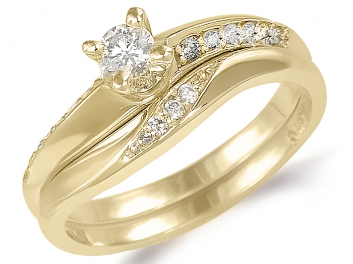 Bridal Set Rings Yellow Gold-diamond Wedding Set 1.50 Carat