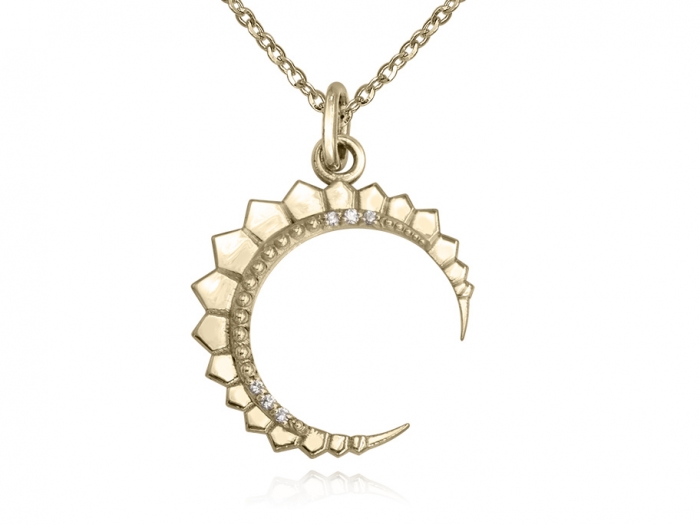 Natural Diamond Crescent Moon Necklace, Francesca