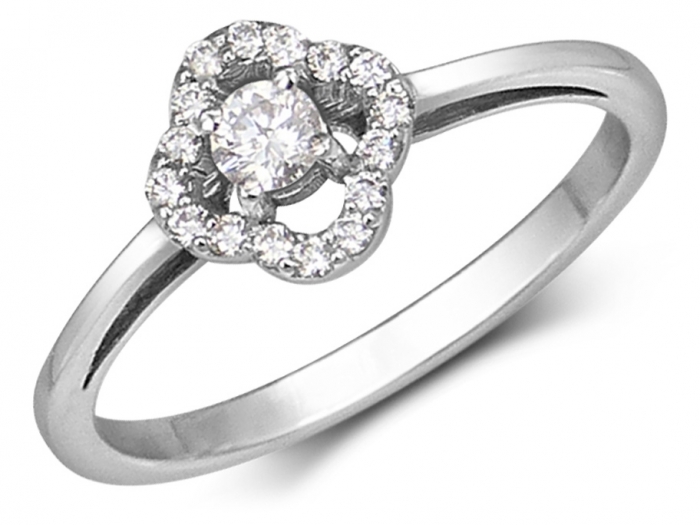 14k Rose Gold Morganite Flower Clover Diamond Halo Engagement