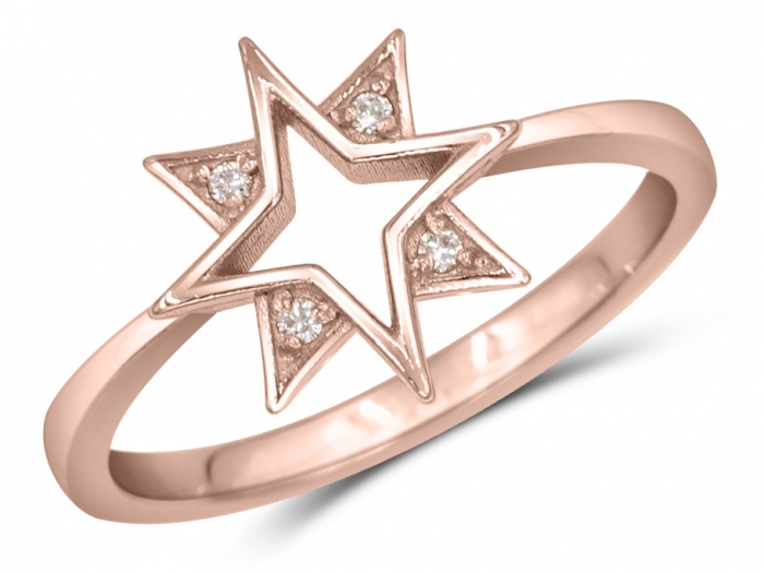 Bague Constellé étoile avec pointes à diamants en or rose 10k pour femme -  Bijouterie Langlois