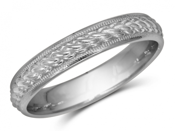 Modern Chiseled Braided Wedding Ring in 18 Karat Rose Gold for